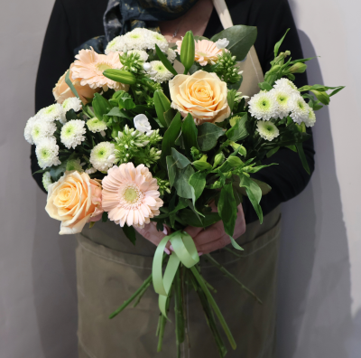 Moments Like This by Octagon Flowers, Bolton - Elegant cream and white hand-tied bouquet from Octagon Flowers Bolton. A perfect way to send love, sympathy or thoughtful wishes. Same day delivery available.