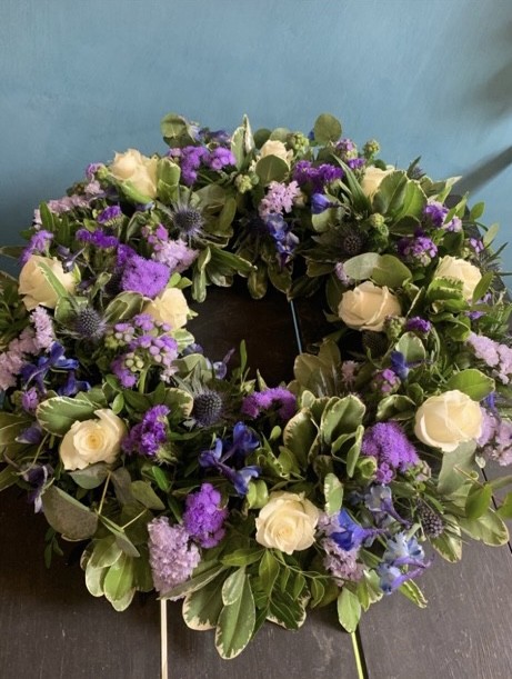 Blue and lilac white Open Wreath